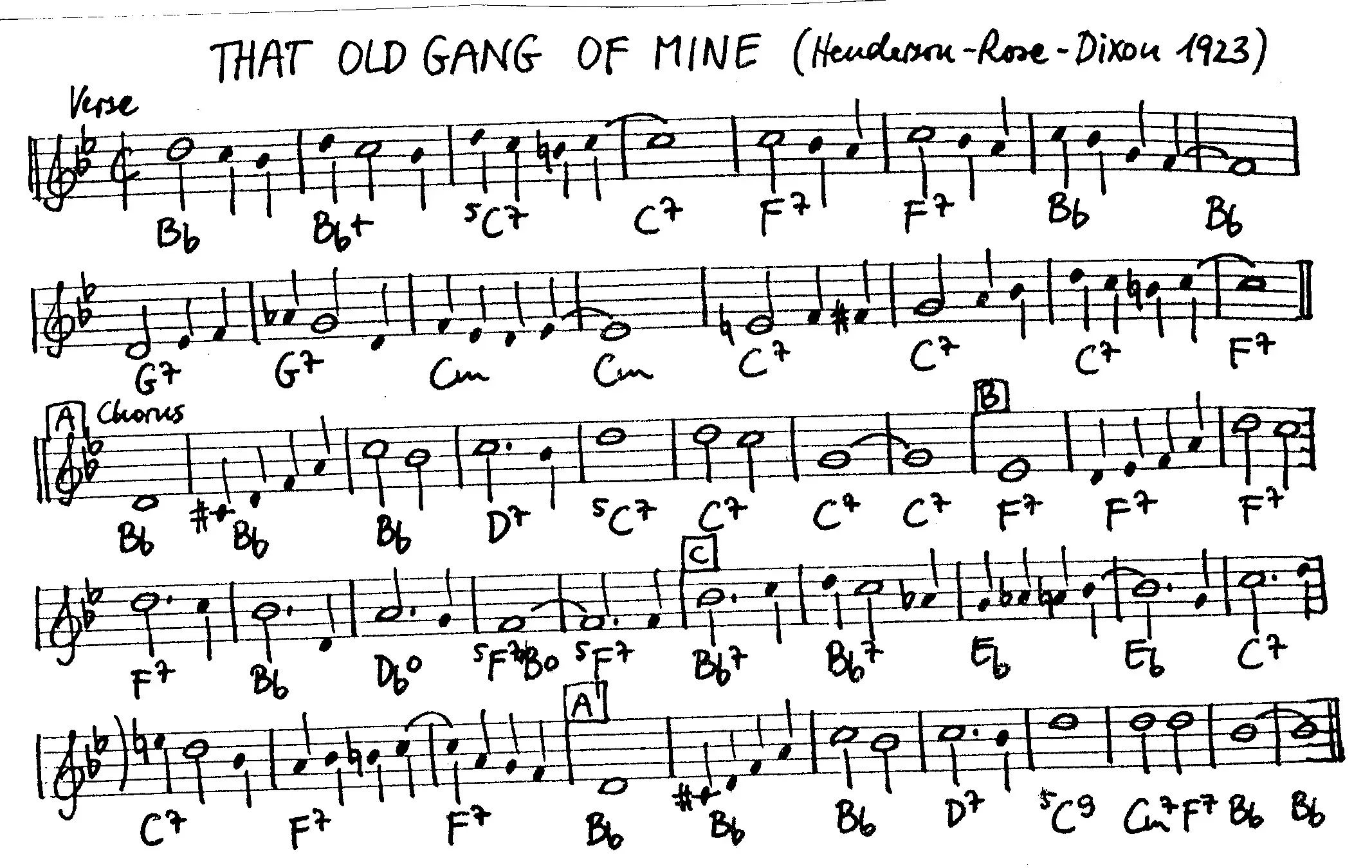 that old gang of mine free jazz leadsheet - Courtesy of the Jungle Jazz Band
